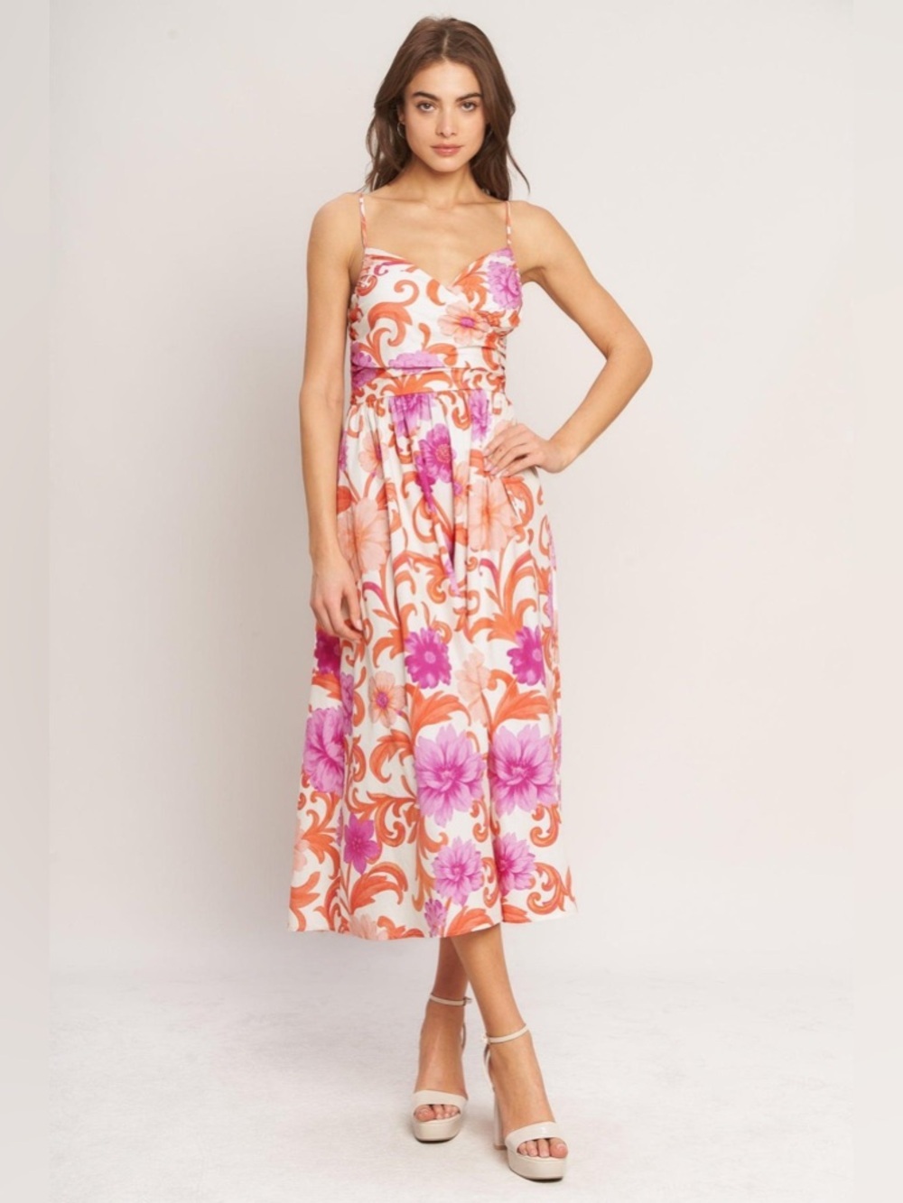 Flying Tomatoe VACAY BLOOM WOVEN MIDI DRESS Medium - Picture 5 of 7